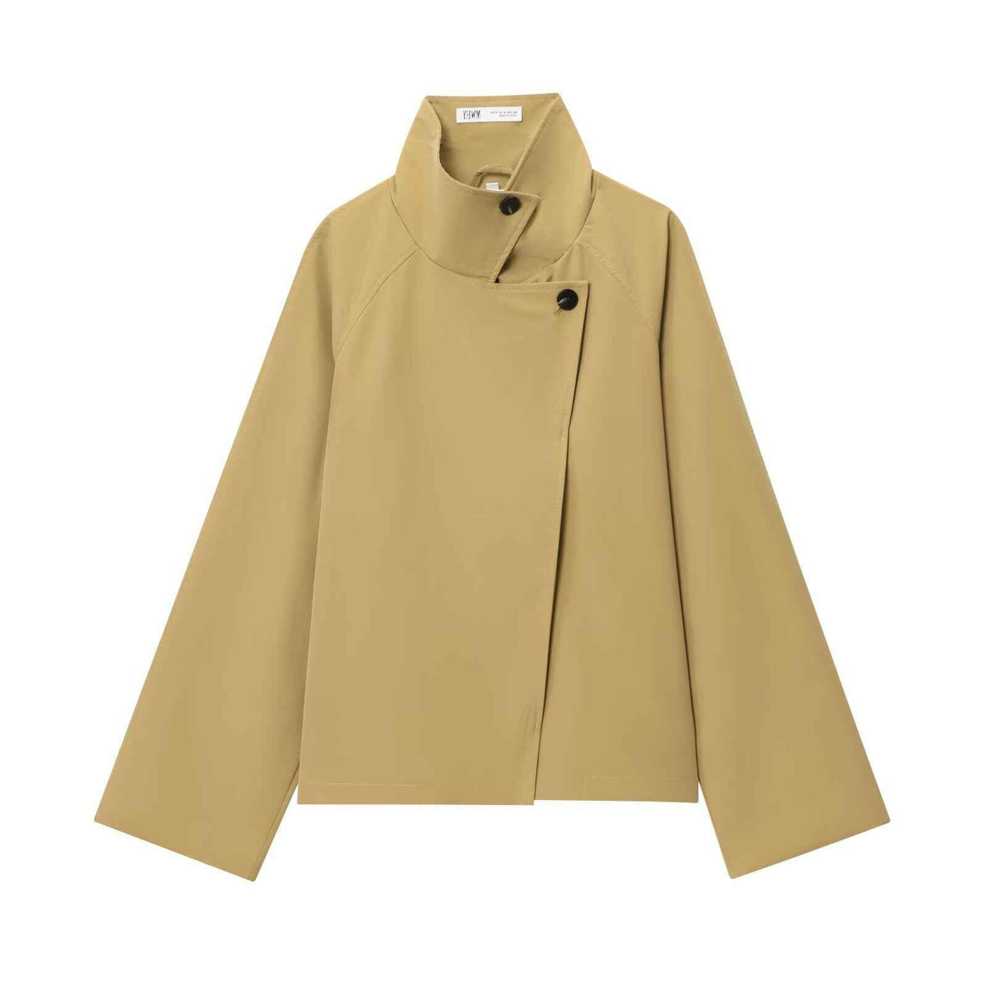 Camille | Lightweight Jacket Beige Cropped Funnel Neck