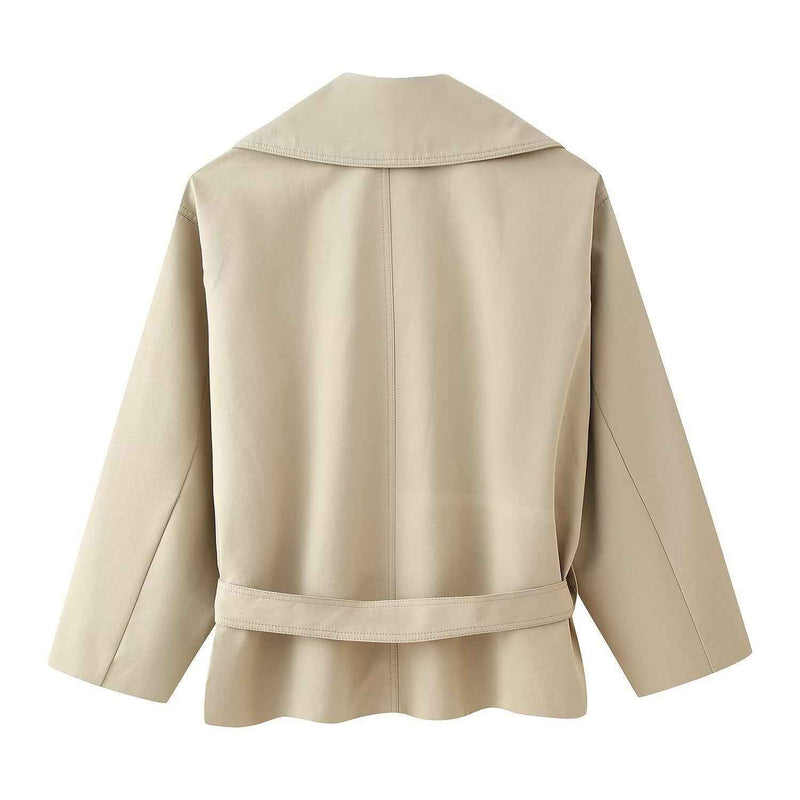 Bea | Casual Belted Blazer Cream Long Sleeve Lightweight