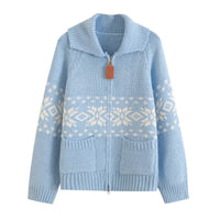 Astrid | Relaxed Chunky Snowflake Zip Cardigan