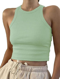 Kiki Ribbed Racer Tank Top - Teal