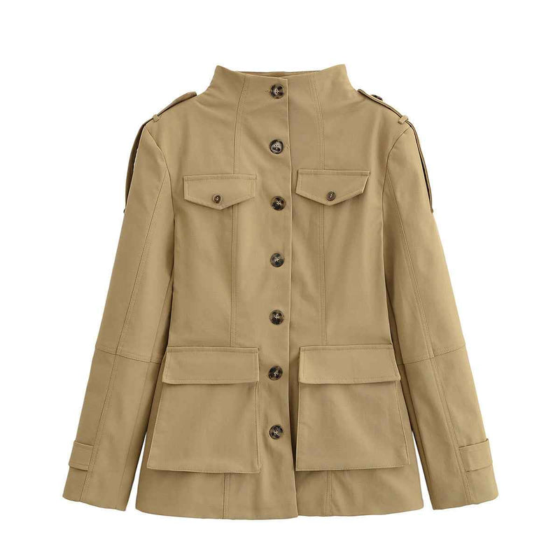 Alma | Utility Jacket Camel Long Pocket Button