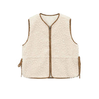 Faye | Casual Faux Fur Jacket Borg Cream Sleeveless Zip Up