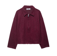 Isla | Casual Grey Fleece Jacket Zip Up Collared Oversized