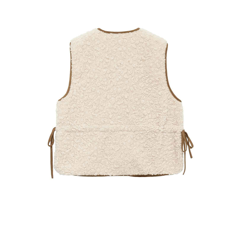 Faye | Casual Faux Fur Jacket Borg Cream Sleeveless Zip Up