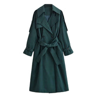 Luisa | Elegant Double Breasted Trench Coat Green Long