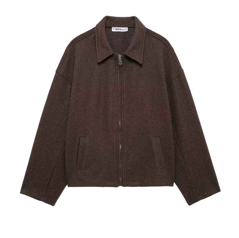 Isla | Casual Grey Fleece Jacket Zip Up Collared Oversized