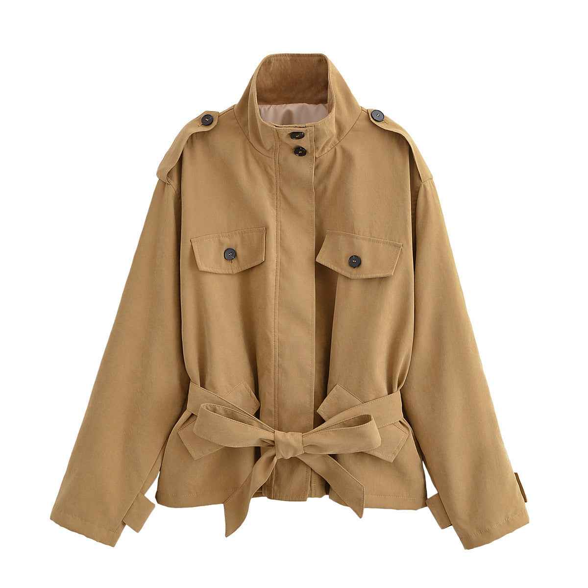 Sable | Utility Jacket Camel Belted High Neck Cropped