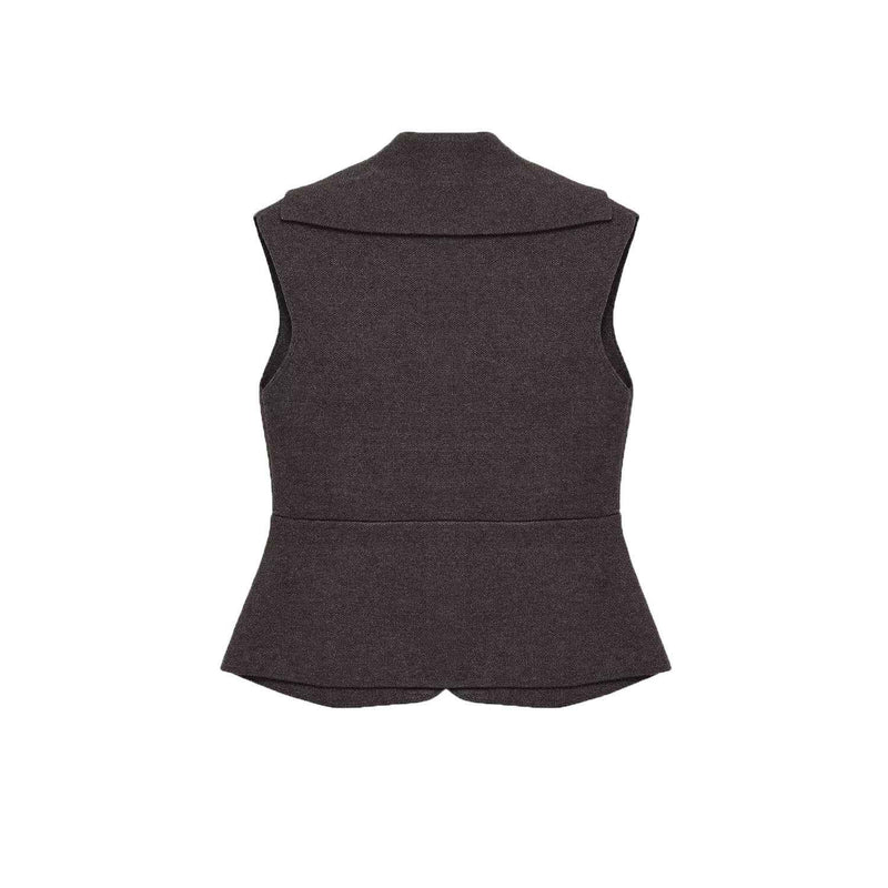 Stella | Smart Casual Sleeveless Blazer Brown Tailored Peplum