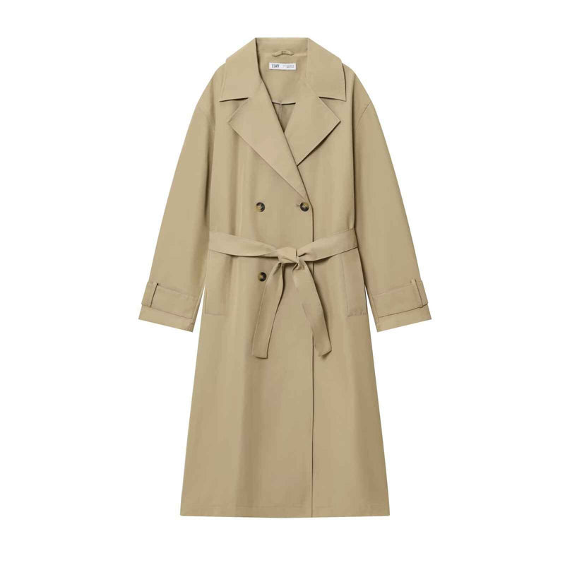 Maren | Smart Casual Longline Trench Coat Beige Double Breasted