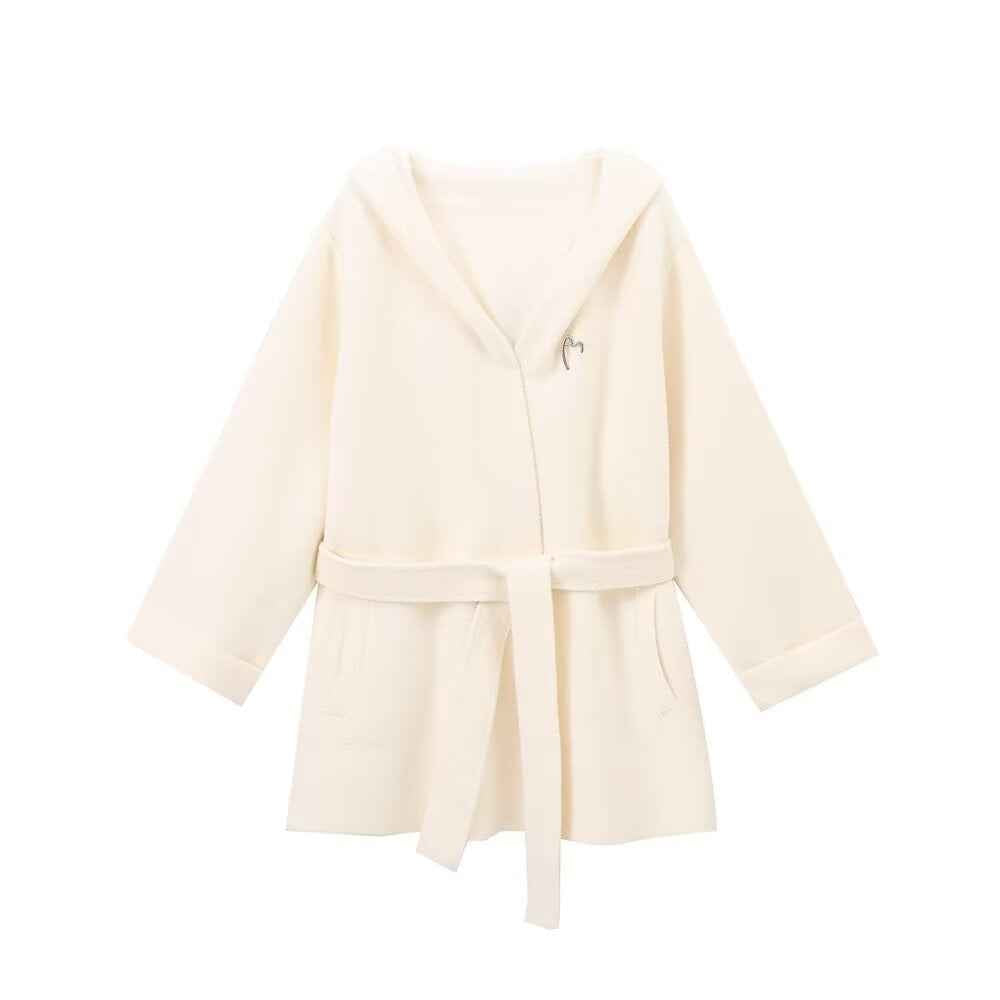 Sable | Black Blazer Belted Hooded Oversized Long Sleeve