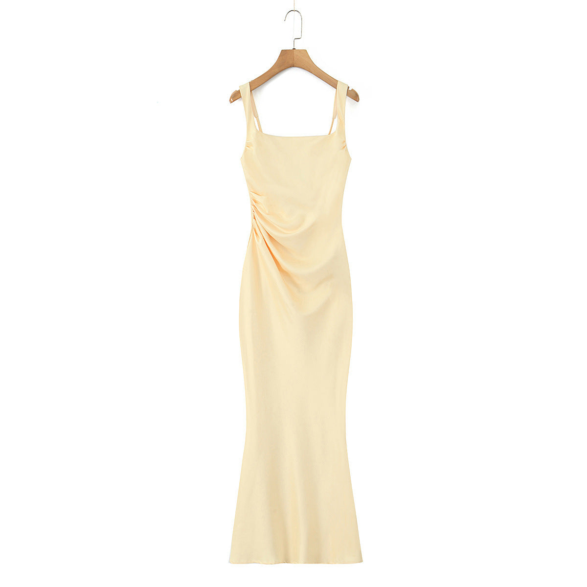 Liora | Cowl Neck Satin Maxi Slip Dress - Yellow