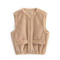 Celine | Teddy Borg Jacket Faux Fur Beige Sleeveless Zip Up