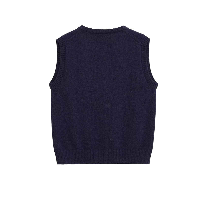 Sia | Sleeveless Knitted Top Navy Button Front Cropped