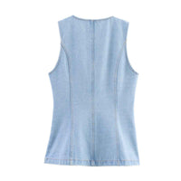 Yara | Summer Denim Vest Light Blue Sleeveless Button Front