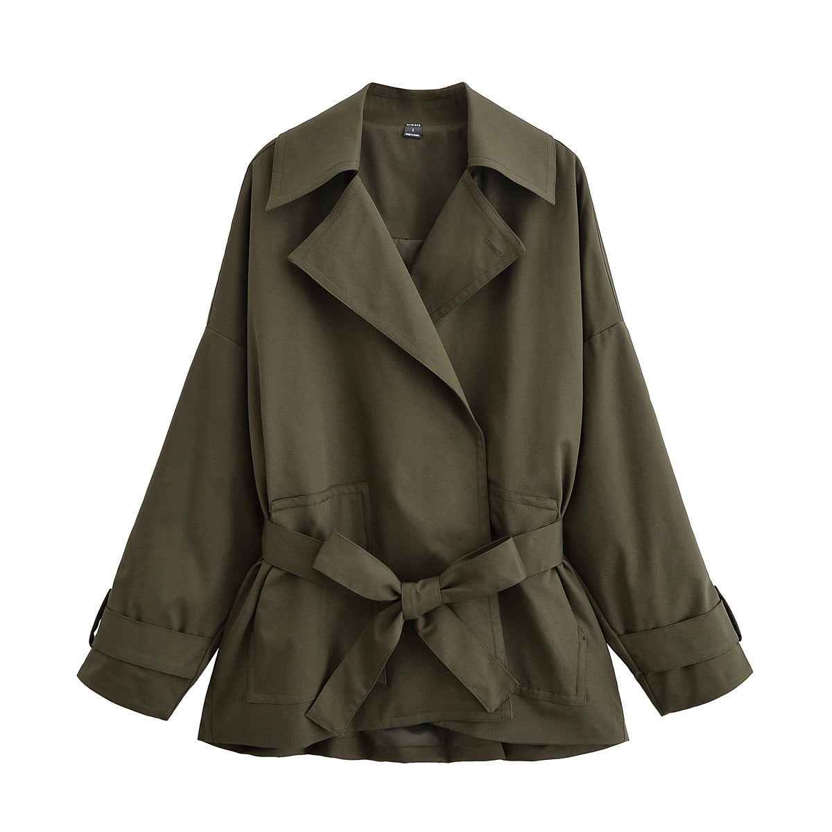 Xena | Casual Relaxed Linen Jacket Green Belted Long