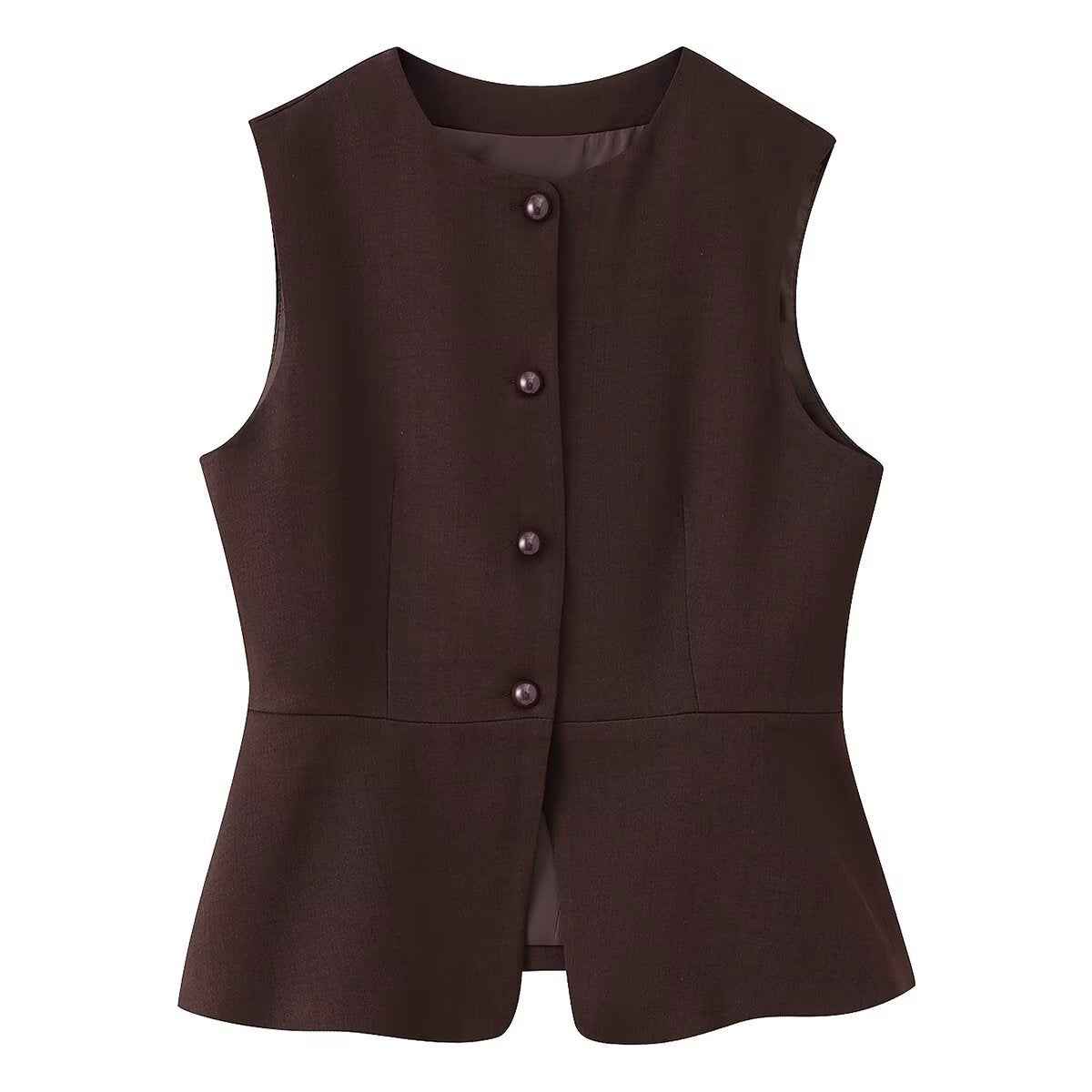 Ines | Smart Casual Peplum Top White Sleeveless Fitted Crew Neck