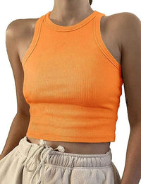 Kiki Ribbed Racer Tank Top - Orange