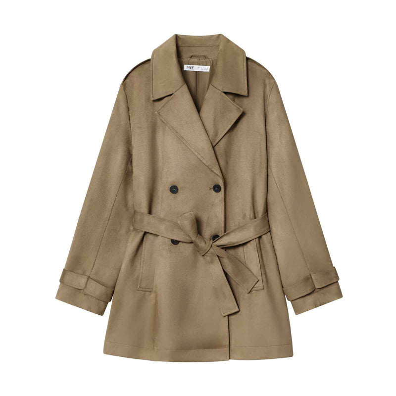 Bella | Smart Casual Belted Trench Jacket Beige Double Breasted