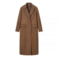 Margot | Elegant Longline Tailored Coat Brown Double Breasted