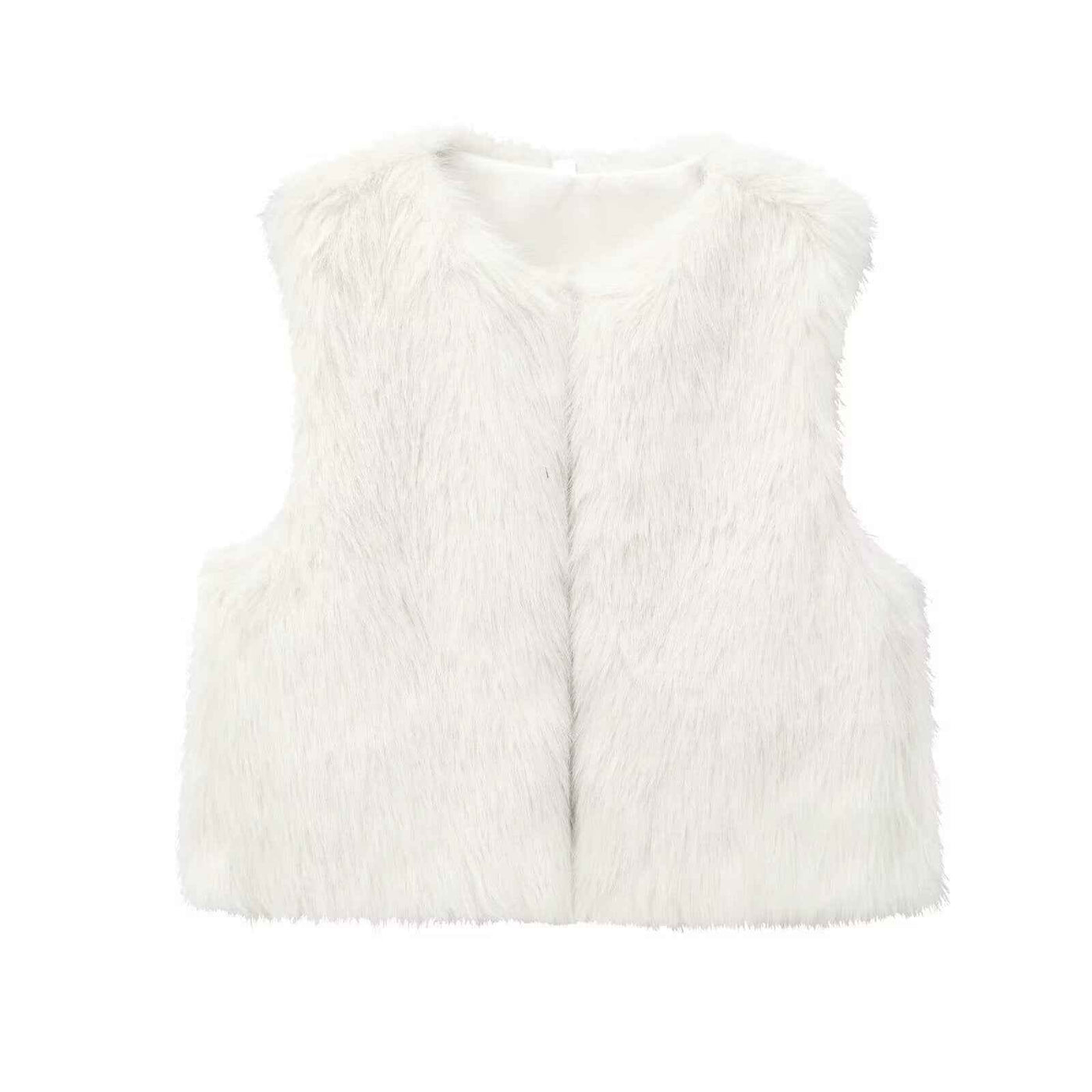 Flora | Faux Fur Gilet Black Sleeveless Fluffy