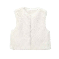Flora | Faux Fur Gilet Black Sleeveless Fluffy
