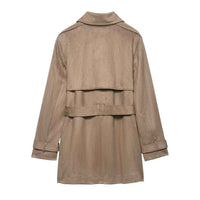 Lola | Casual Suede Trench Coat Beige Long