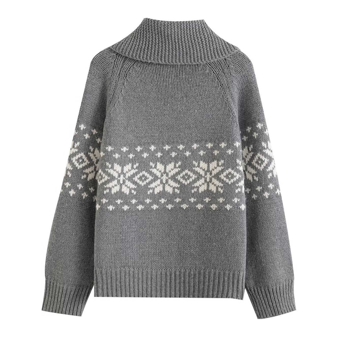 Astrid | Relaxed Chunky Snowflake Zip Cardigan