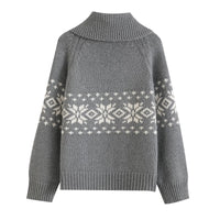 Astrid | Relaxed Chunky Snowflake Zip Cardigan
