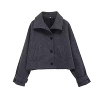 Suki | Casual Oversized Wool Jacket Grey Cropped