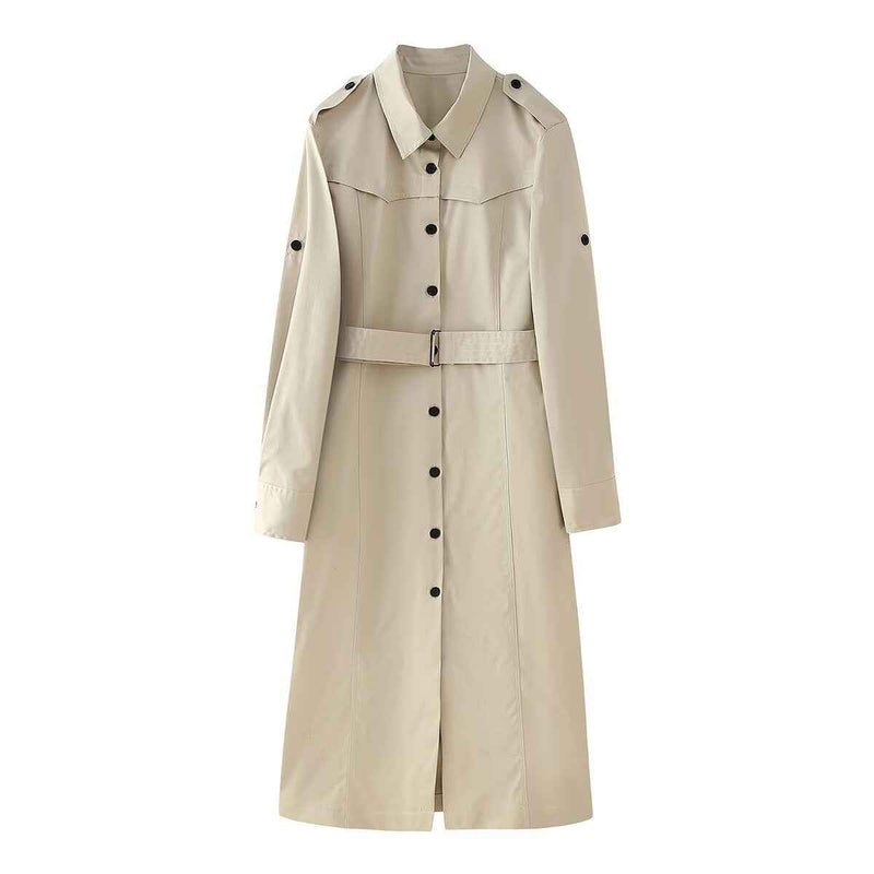 Nina | Smart Casual Long Sleeve Belted Trenchcoat Beige