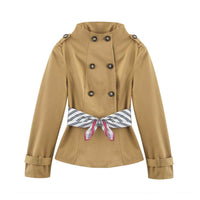Kit | Elegant Double Breasted Blazer Camel Long Sleeve Belted