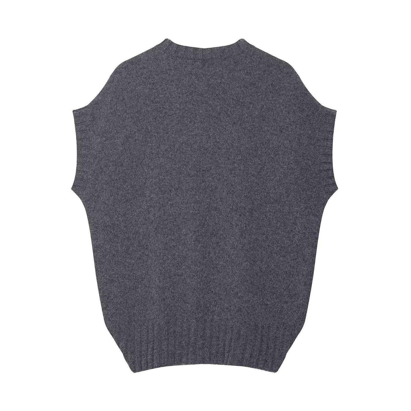 Edie | Knitted Vest Top Grey Sleeveless Oversized Ribbed