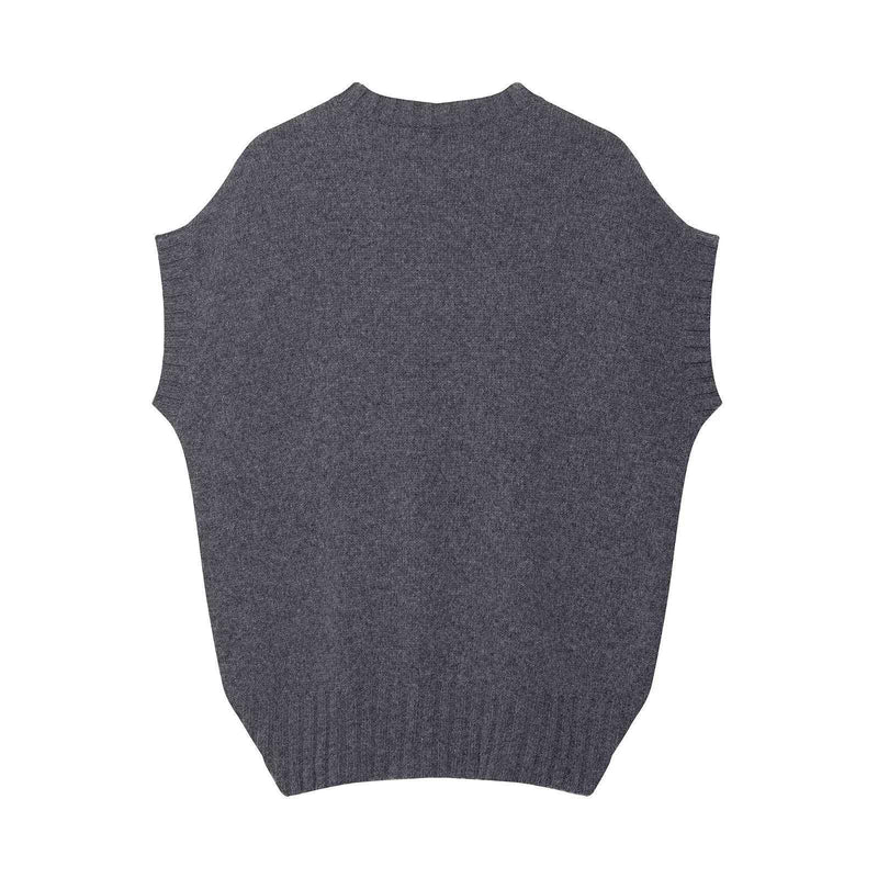 Edie | Knitted Vest Top Grey Sleeveless Oversized Ribbed