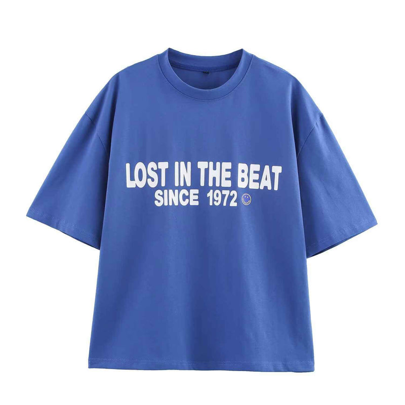 Remi | Casual Oversized Graphic T Shirt Blue