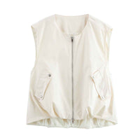 Fern | Utility Zip Vest Green Khaki Sleeveless Bomber
