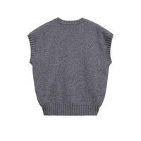Sia | Casual Knitted Top Grey Sleeveless Boxy Cropped Ribbed