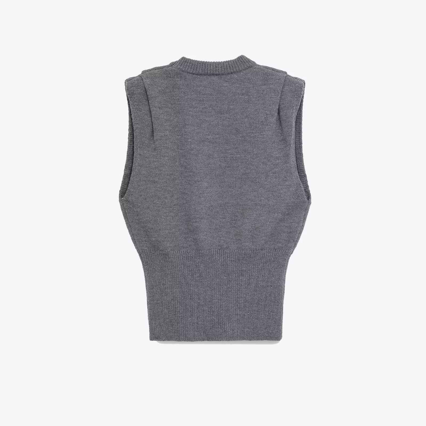 Thea | Knitted Vest Grey Sleeveless Ribbed Fitted Top