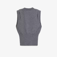 Thea | Knitted Vest Grey Sleeveless Ribbed Fitted Top