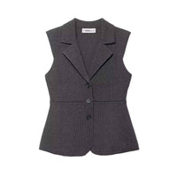 Greta | Smart Casual Sleeveless Blazer Grey Fitted Tailored