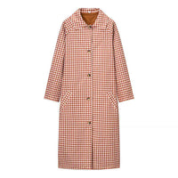 Zuri | Casual Checked Shirt Coat Brown White Long