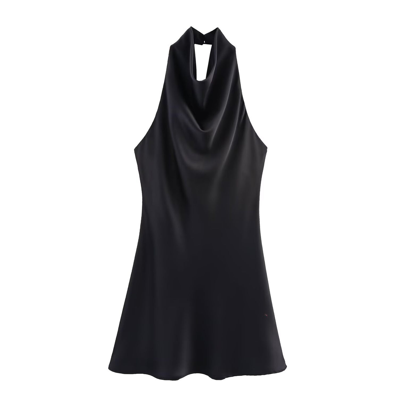 Isla | Cowl Halter Neck Draped Front Silky-Touch Mini Dress