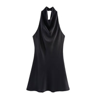Isla | Cowl Halter Neck Draped Front Silky-Touch Mini Dress