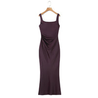 Liora | Cowl Neck Satin Maxi Slip Dress - Deep Burgundy