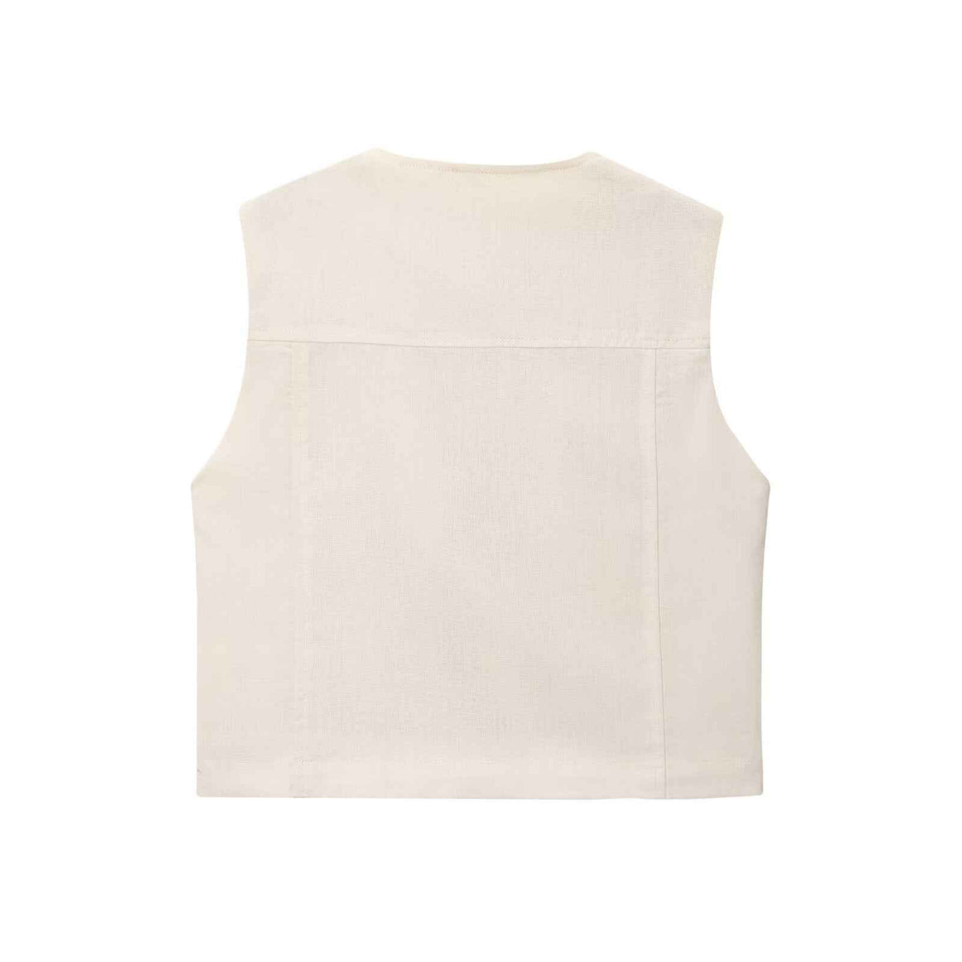 Zuri | Elegant Sleeveless Blouse Cream Double Breasted Cropped