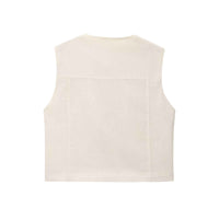 Zuri | Elegant Sleeveless Blouse Cream Double Breasted Cropped