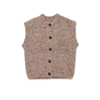 Sage | Autumn Sleeveless Cardigan Brown Knitted Button Front Textured