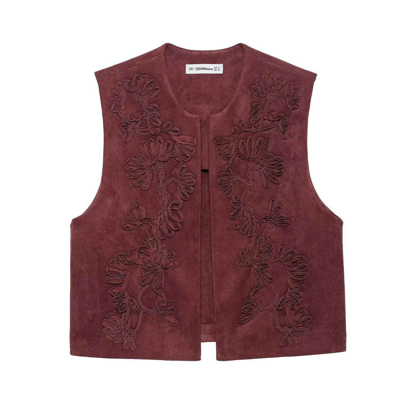 Hazel | Elegant Embroidered Cardigan Purple Sleeveless Zip Front