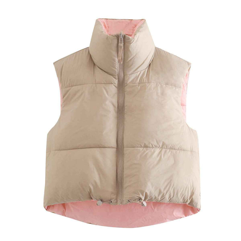 Kira | Quilted Puffer Vest Pink Sleeveless Reversible Padded Gilet