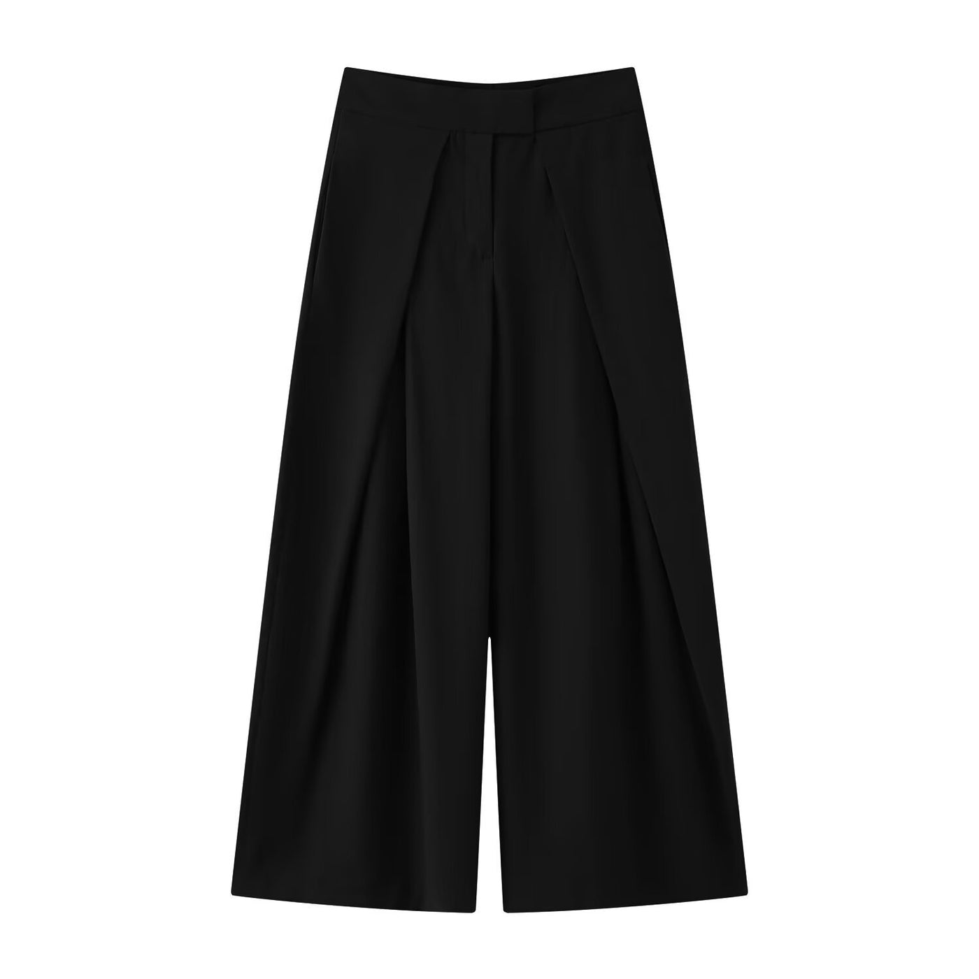 Maya | High-Waist Pleated Wide-Leg Trousers with Layered Front Panel