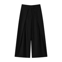 Maya | High-Waist Pleated Wide-Leg Trousers with Layered Front Panel